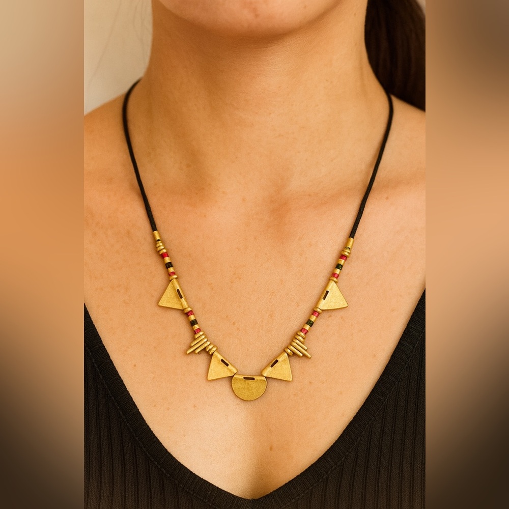 Madewell Gold and Black Necklace with Red Accents